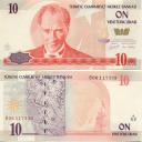Banknote of 10 New Turkish Lira.