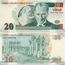 Banknote of 20 New Turkish Lira.