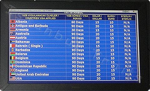 Visa Price List at Atatürk International Airport, Istanbul, Turkey