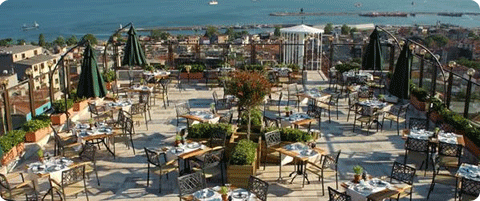 Roof-top terrace of the President Hotel, Istanbul, Turkey