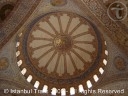 The central dome inside the Blue Mosque, Istanbul, Turkey.