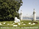 Well-tended gardens of Dolmabahçe Palace in Istanbul, Turkey