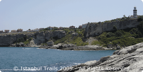 The famous lighthouse of Şile by the Black Sea, Turkey