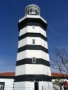 The striped lighthouse of Şile by the Black Sea in Istanbul, Turkey