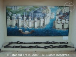 A piece of the Golden Horn chain on display in the Archaeological Museum in Istanbul, Turkey.