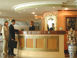 Hotel reception of the Eresin Crown in Istanbul.