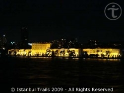 The Dolmabahçe Palace at night.