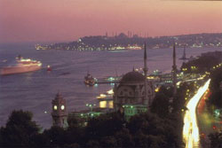 Romance at dusk during a cruise on the Bosphorus