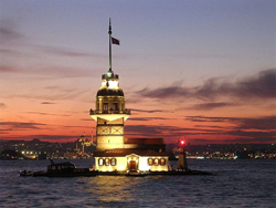 The Leander's Tower (Kız Kulesi) in the middle of the Bosphorus in Istanbul