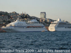 Image of cruise ships docked at the Karaköy Cruise Ship Terminal in Istanbul.