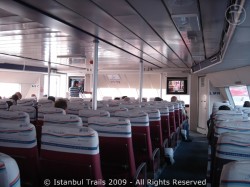 Interior of a high-speed sea bus.