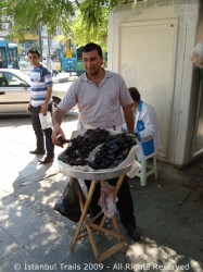 Street vendor selling midye dolma